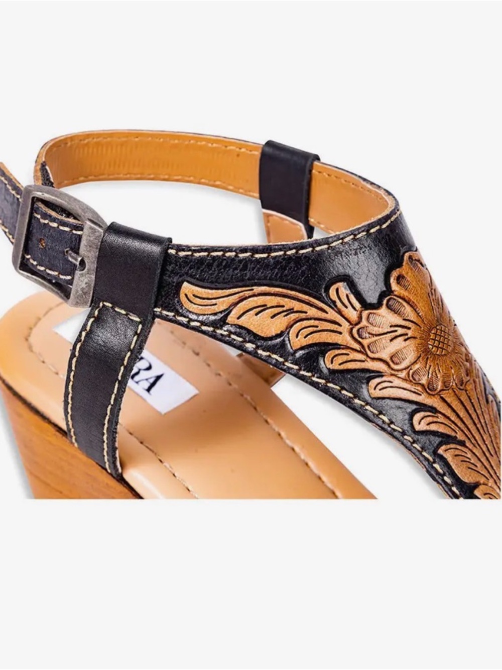 Myra Bag Talitha Hand Tooled Leather Wedge Shoes - Picture 3 of 3